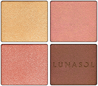 色も、輝きも、質感も思いのまま。重ねるほどに新たな美しさが目覚める。ルナソルを代表する4色セットアイシャドウ。