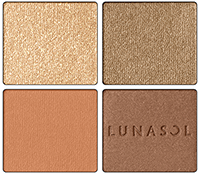 色も、輝きも、質感も思いのまま。重ねるほどに新たな美しさが目覚める。ルナソルを代表する4色セットアイシャドウ。