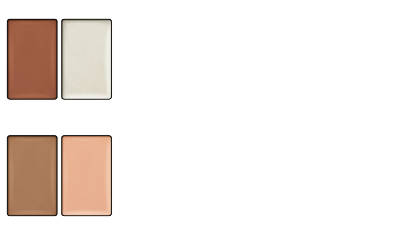 EX04 Crystal Mellow シルバーのまばゆいきらめきが肌の透明感を引き立てるクリスタルメロウ EX05 Sepia Luxe ほのかに赤みを感じるブラウンと繊細なパールがナチュラルな立体感を演出するセピアリュクス