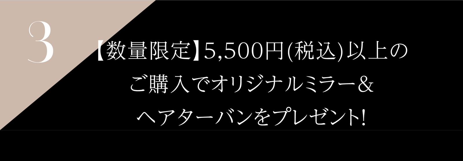 3 【数量限定】5,500円 (税込) 以上のご購入でオリジナルミラー&ヘアターバンをプレゼント!